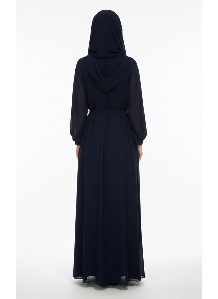 Front plated Abaya with Veil and Scarf