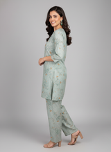 2 PC Printed Linen Dress