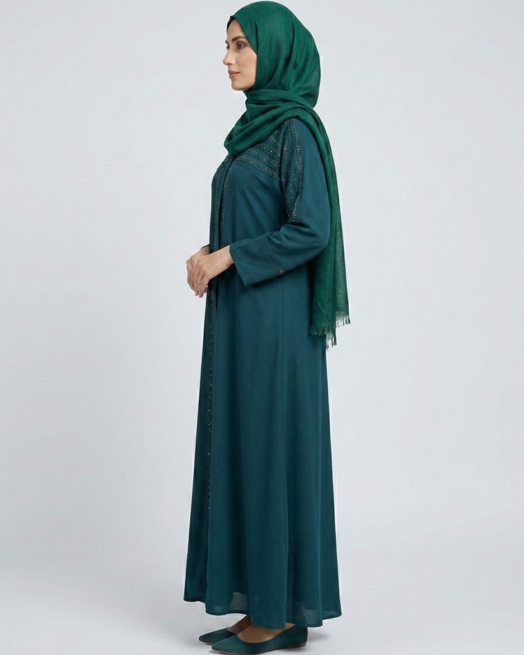 Front open zoom fabric abaya