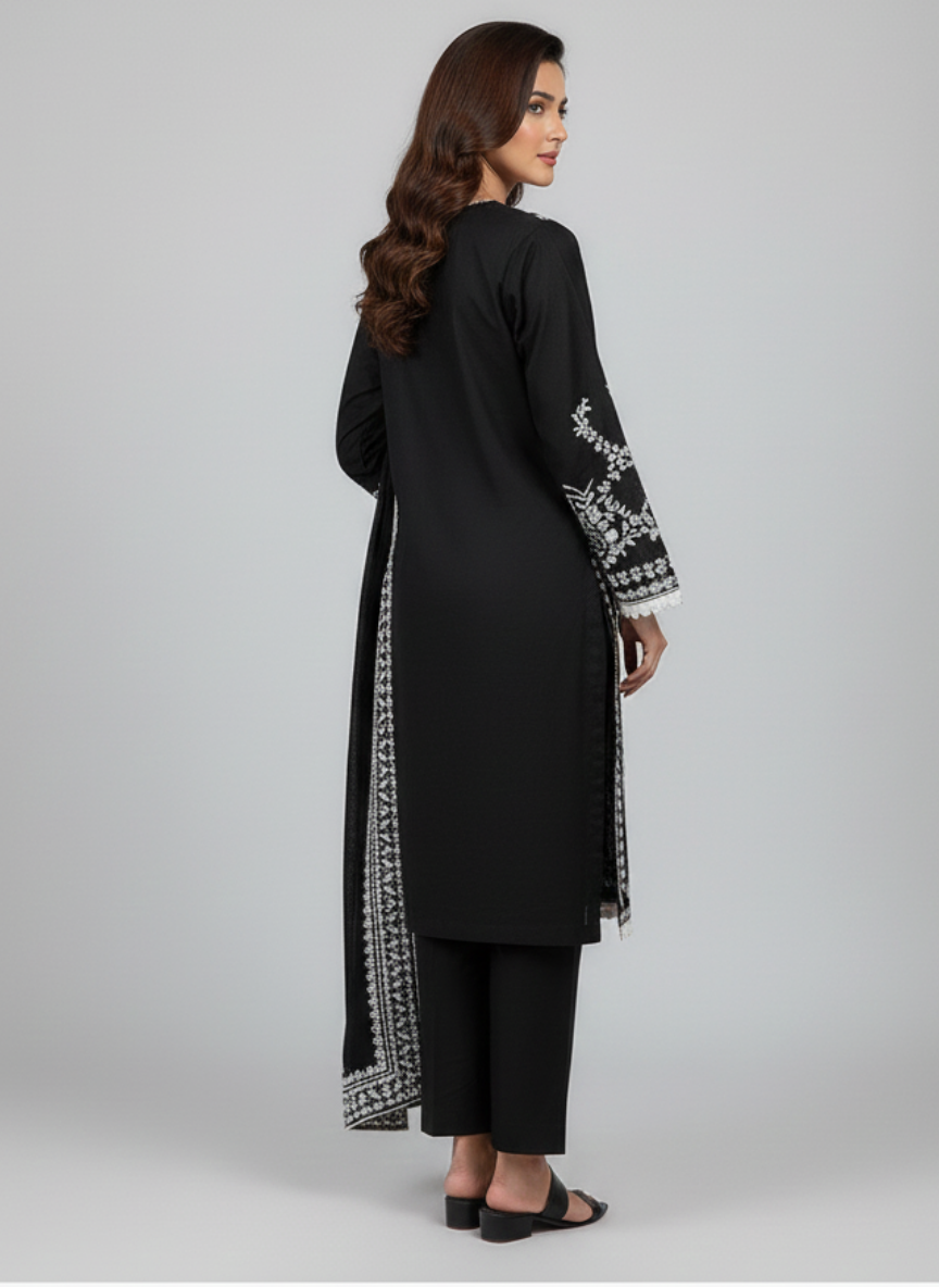 3 pcs Dhanak Dress with Embroidery