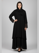 Front Open Chiffon Abaya with scarf