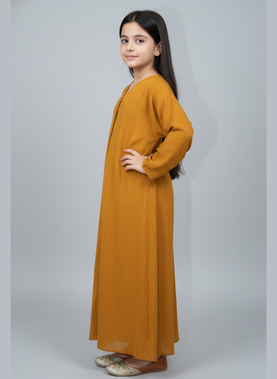 Front open Kids Abaya on Nida fabric