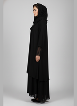 Front Open Chiffon Abaya with scarf