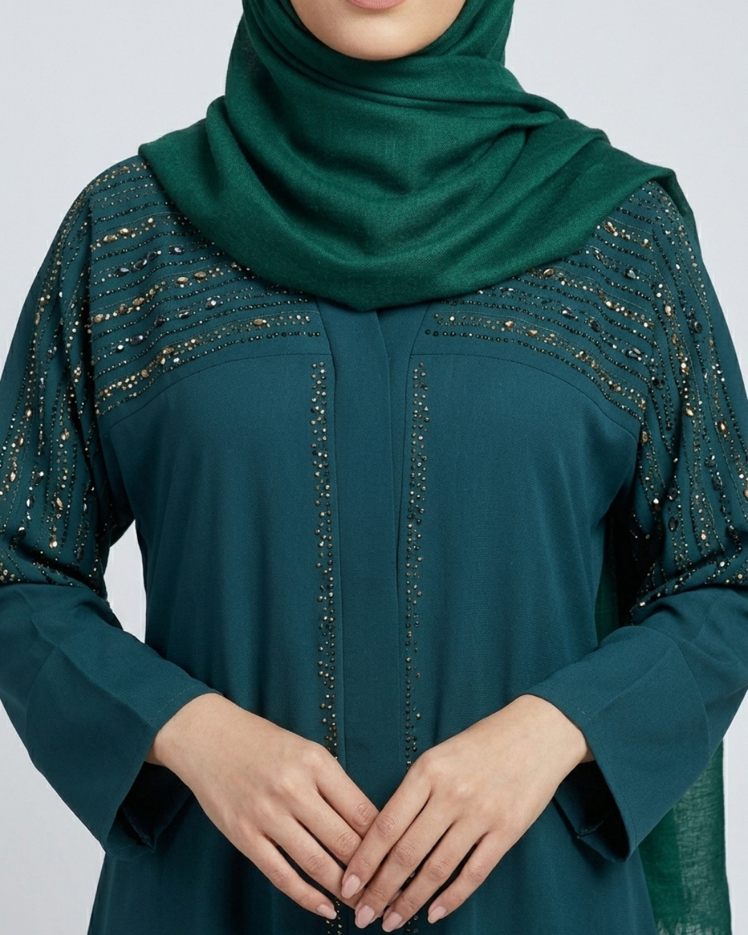 Front open zoom fabric abaya