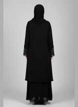 Front Open Chiffon Abaya with scarf