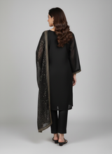 3 pcs Chiffon Dress with Embroidery and Sitara work