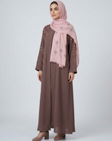 Front open zoom fabric abaya