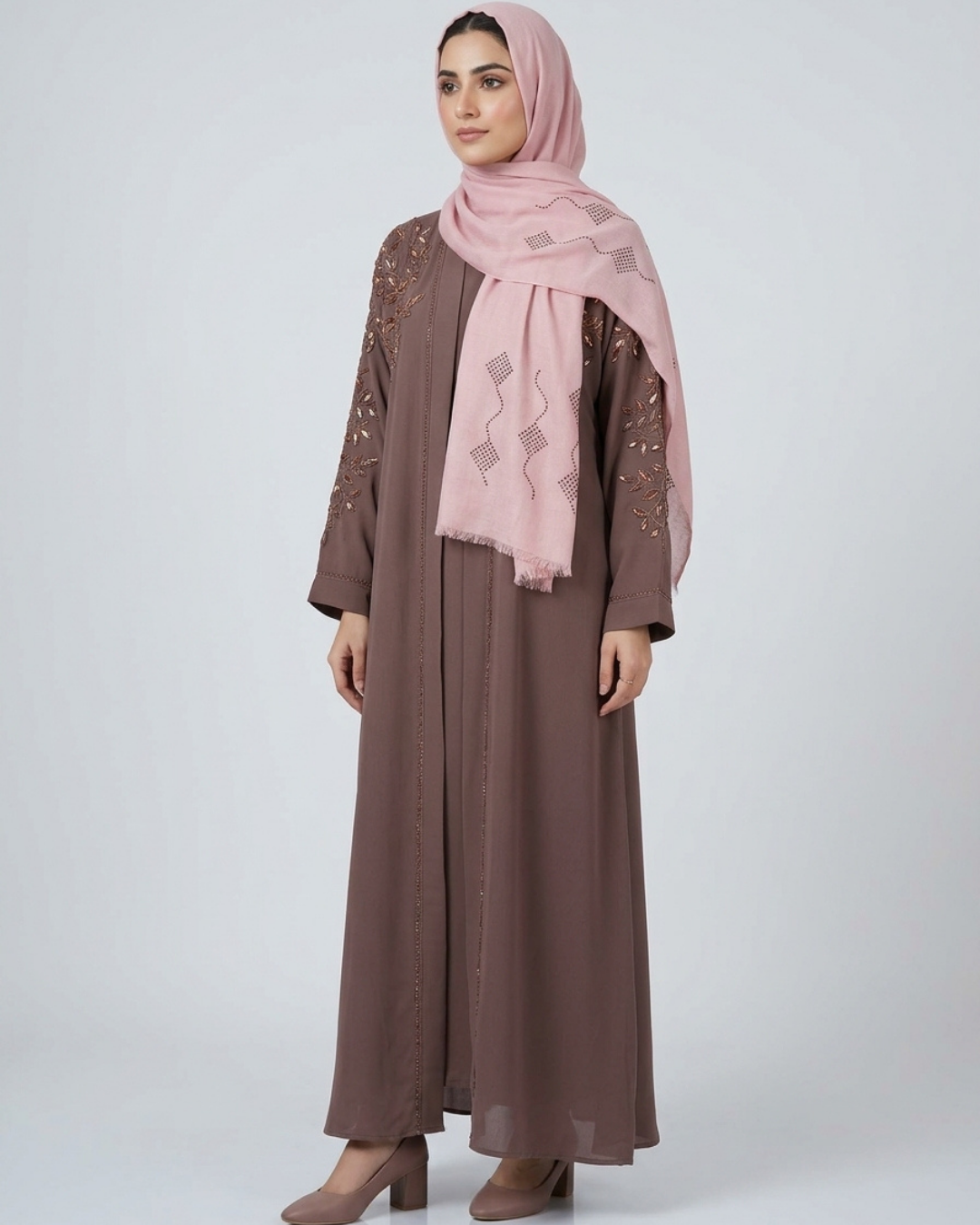 Front open zoom fabric abaya