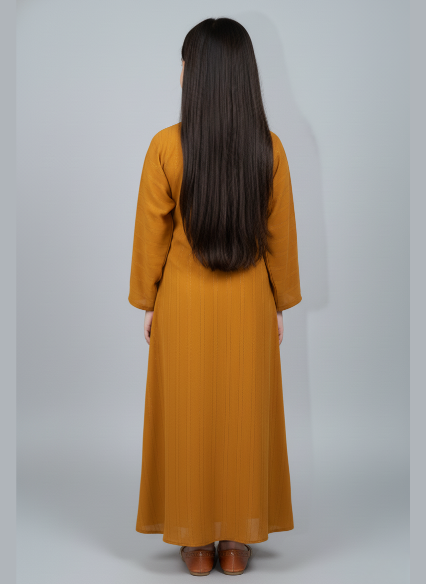 Front open Kids Abaya on Nida fabric