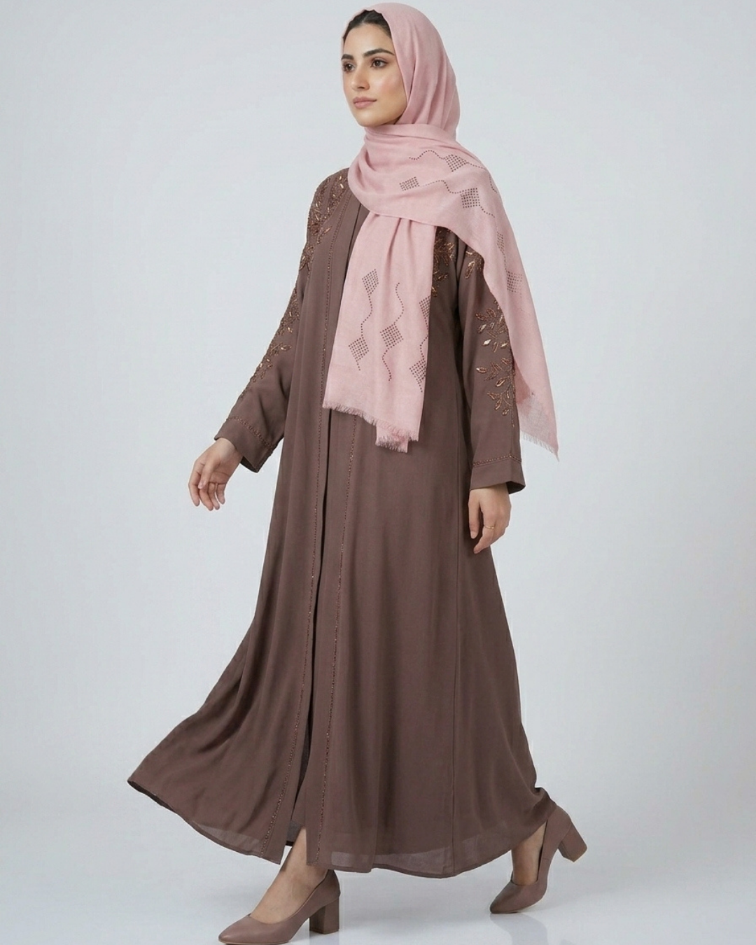 Front open zoom fabric abaya