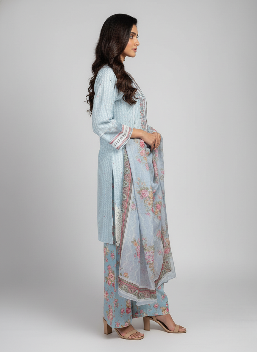 3 pcs embroidered Khadder dress