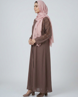 Front open zoom fabric abaya