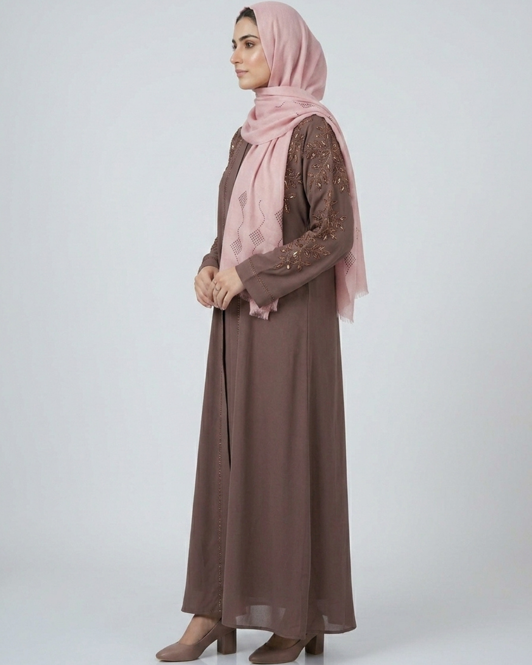 Front open zoom fabric abaya