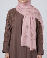 Front open zoom fabric abaya