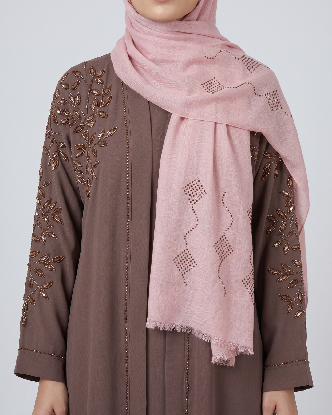 Front open zoom fabric abaya