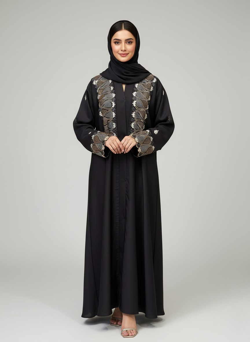 Plain Embroidered Abaya