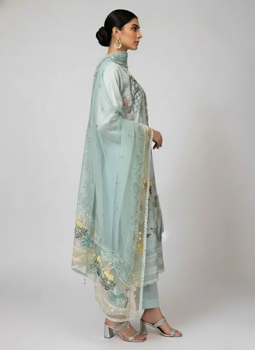 Crimson Embroidered Lawn 3pc dress