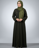Front open zoom fabric abaya