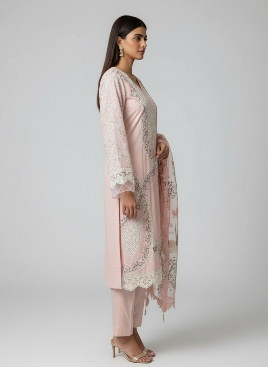 Maria B Lawn Embroidered and Embellished suit 3pc