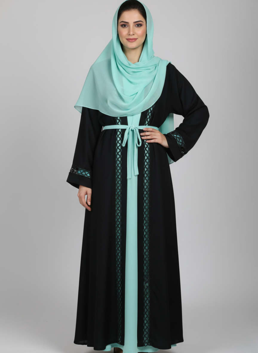 Front open Stitched gown on Nida Fabric