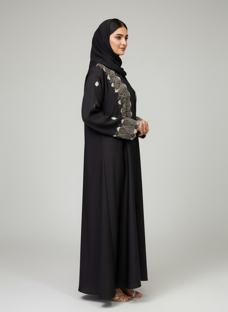 Plain Embroidered Abaya