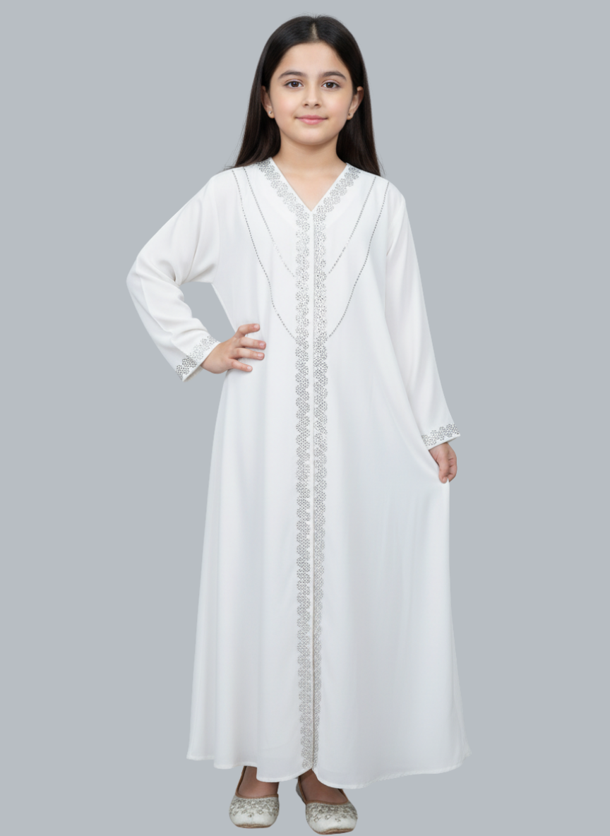 Front open Abaya with stone work