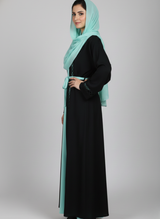 Front open Stitched gown on Nida Fabric