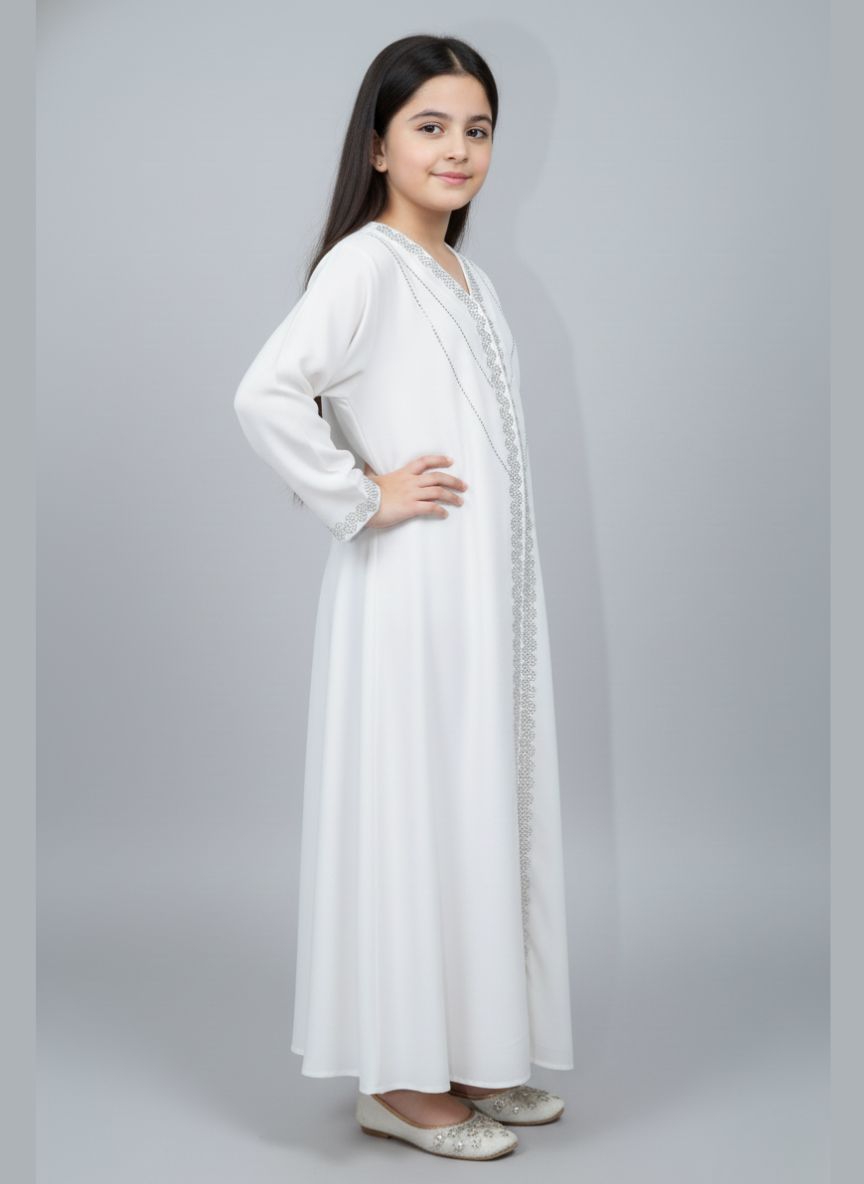 Front open Abaya with stone work