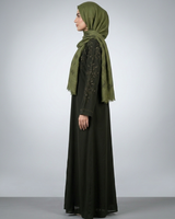 Front open zoom fabric abaya