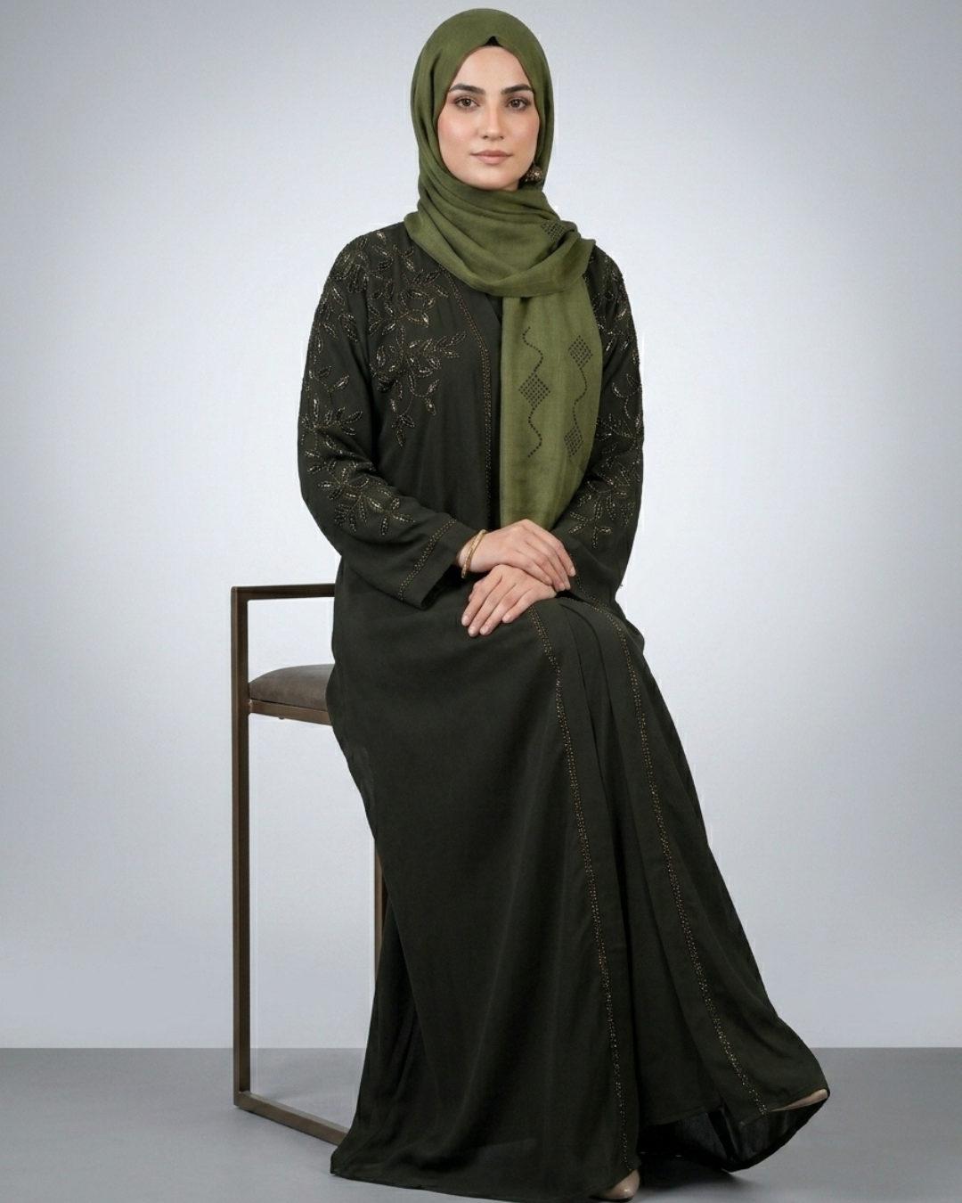 Front open zoom fabric abaya