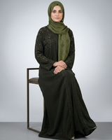 Front open zoom fabric abaya