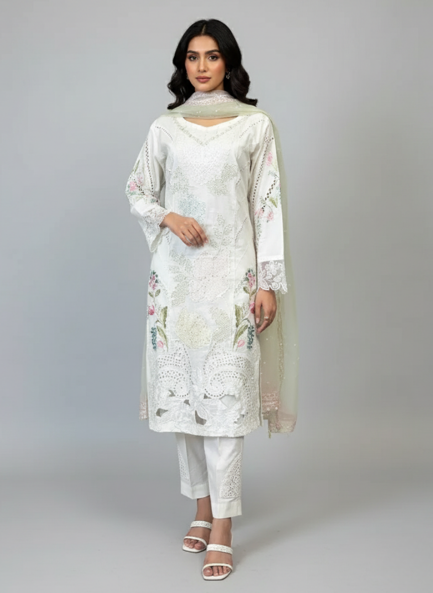 Maria B Embroidered and Embellished suit 3pc