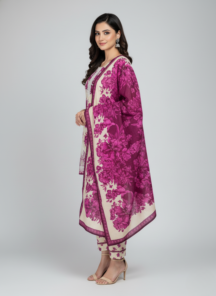 3 pcs embroidered Khadder dress