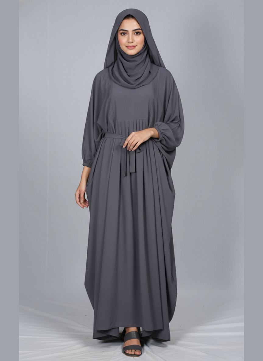 Front plated Abaya with Veil and Scarf