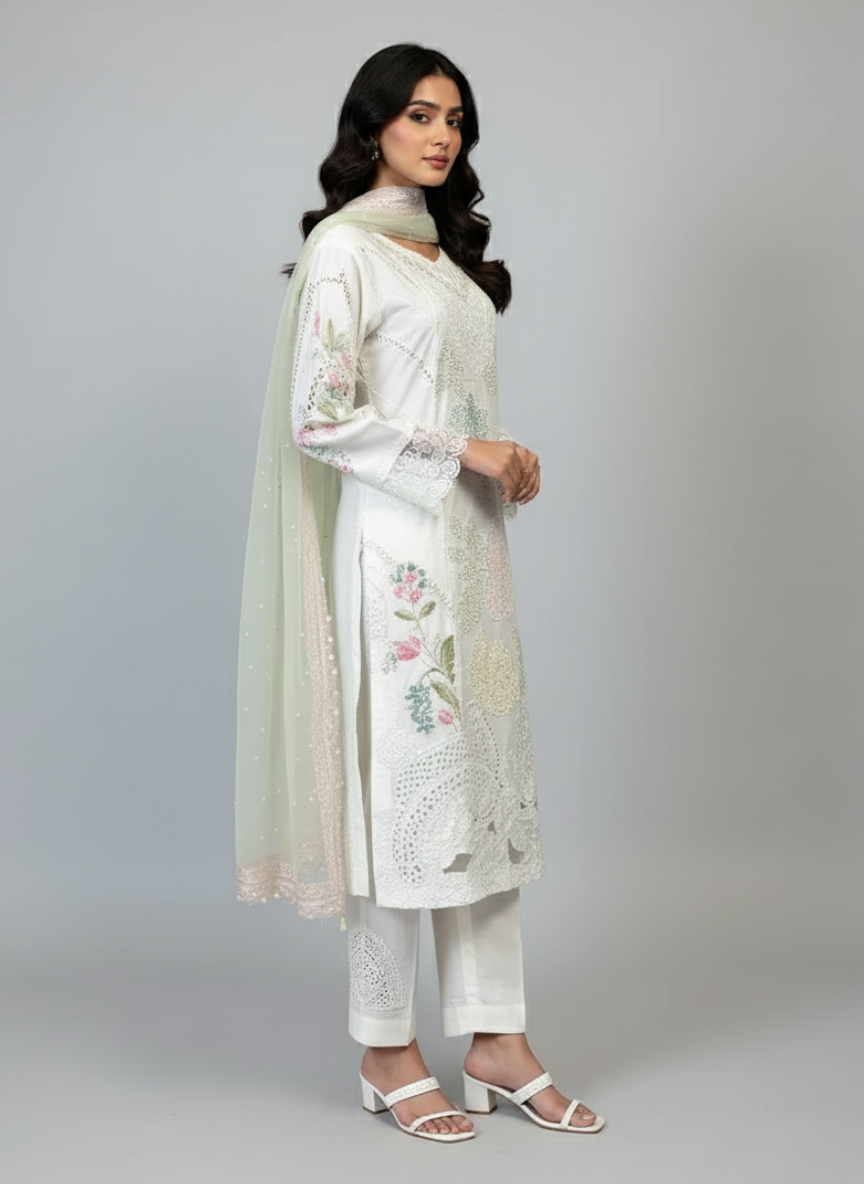 Maria B Embroidered and Embellished suit 3pc