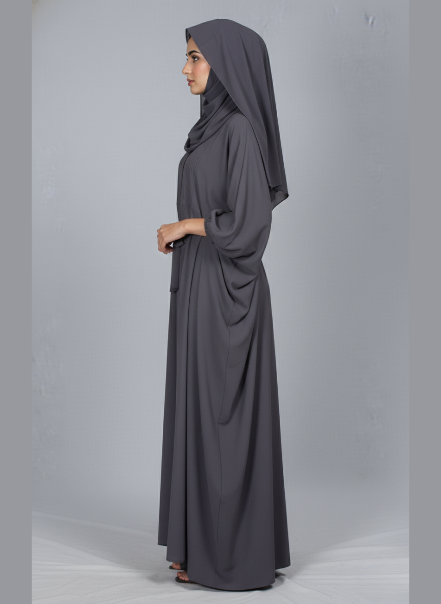 Front plated Abaya with Veil and Scarf