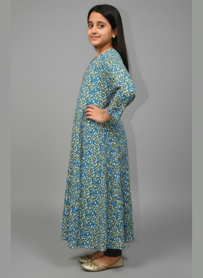 Front open Kids Abaya on Nida fabric