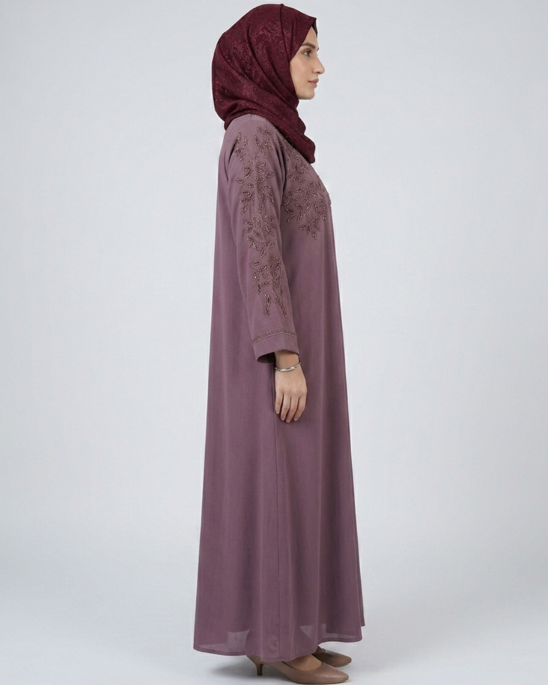 Front open zoom fabric abaya