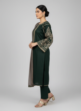 3PC Embroidered Khadi Shirt With Refined Embroidery