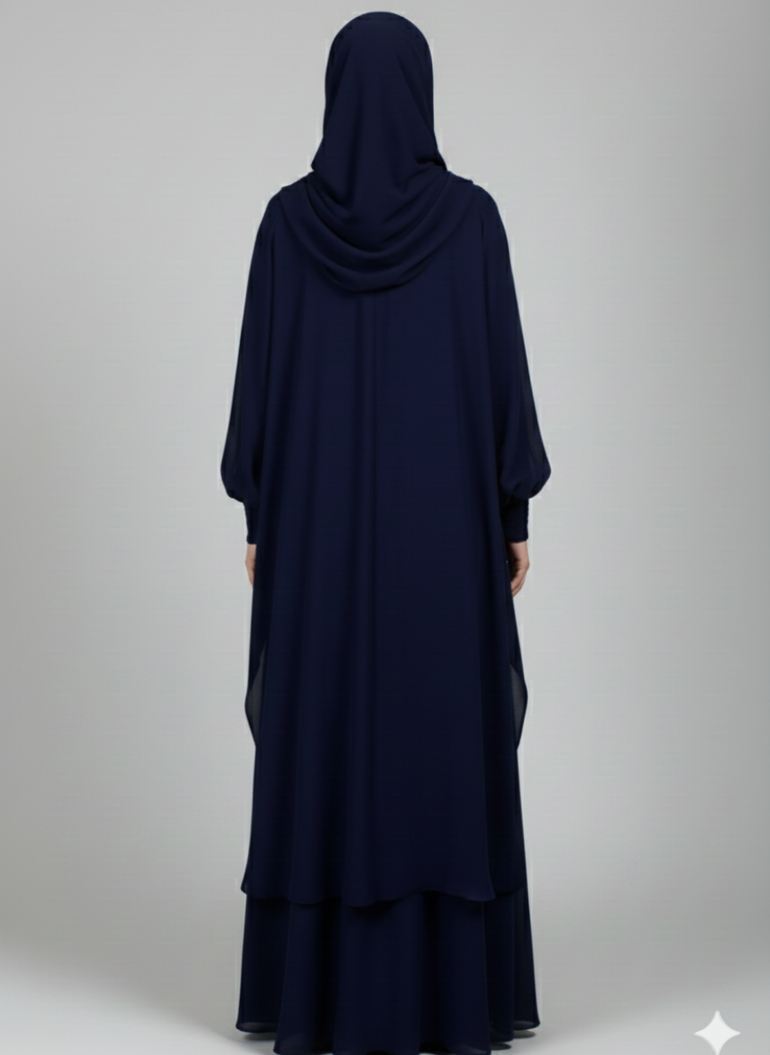 Separate inner gown with front open gown in Chiffon