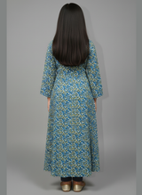 Front open Kids Abaya on Nida fabric