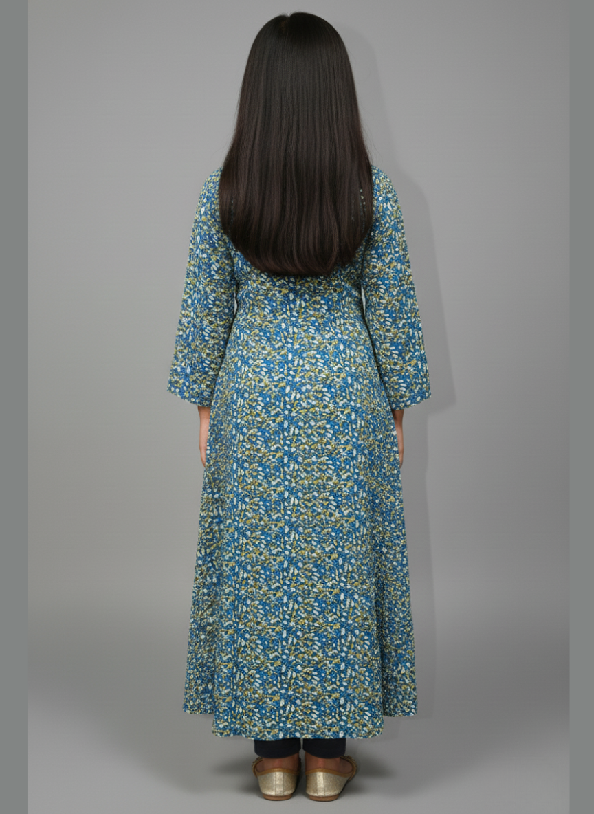 Front open Kids Abaya on Nida fabric