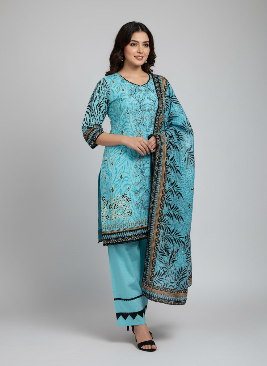 3 pcs embroidered Khadder dress