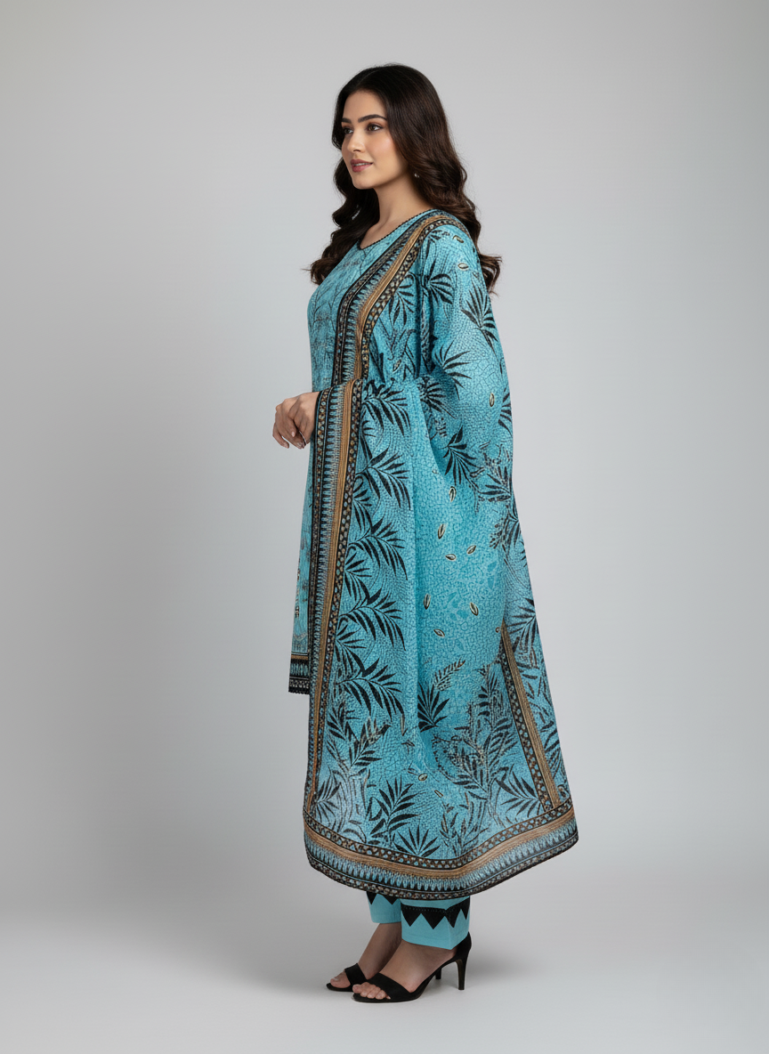 3 pcs embroidered Khadder dress