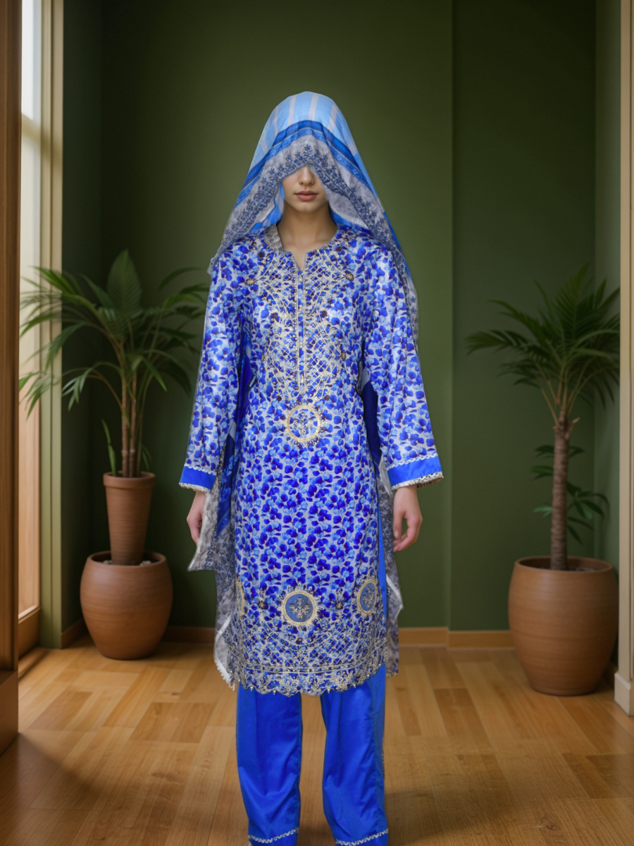 3 pc embroidered lawn dress
