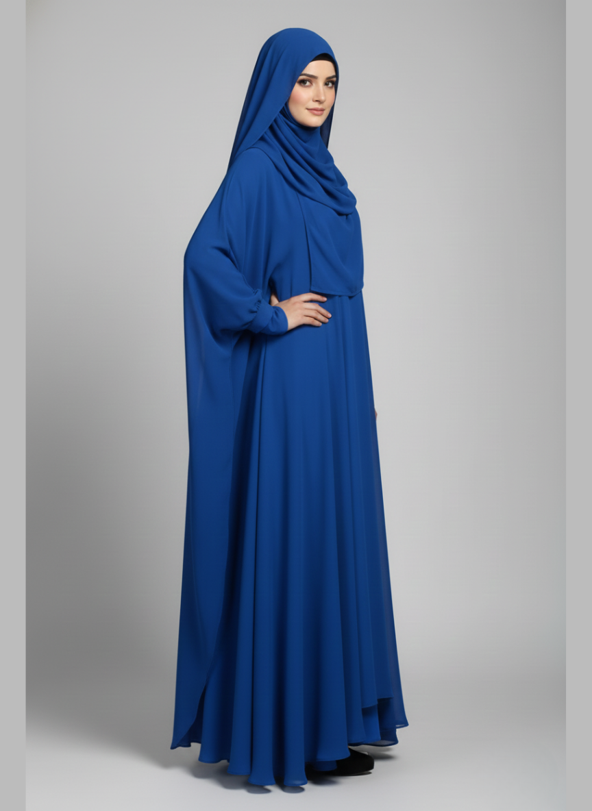 Separate inner gown with front open gown in Chiffon