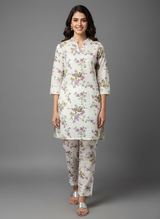 2 PC Printed Linen Dress