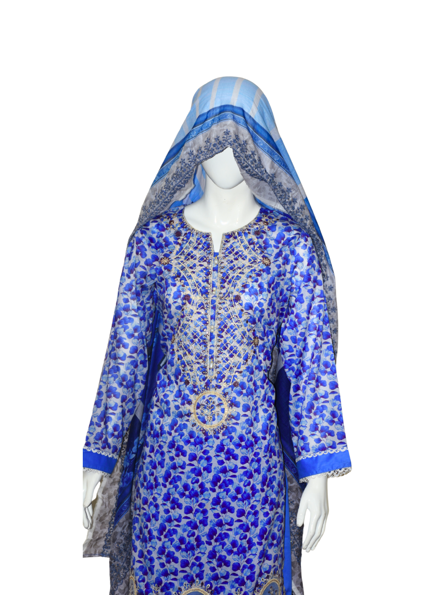 3 pc embroidered lawn dress