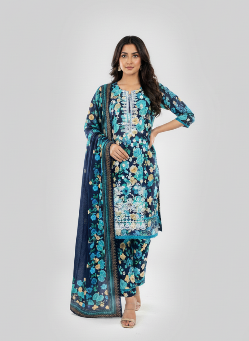 3 pcs embroidered Khadder dress