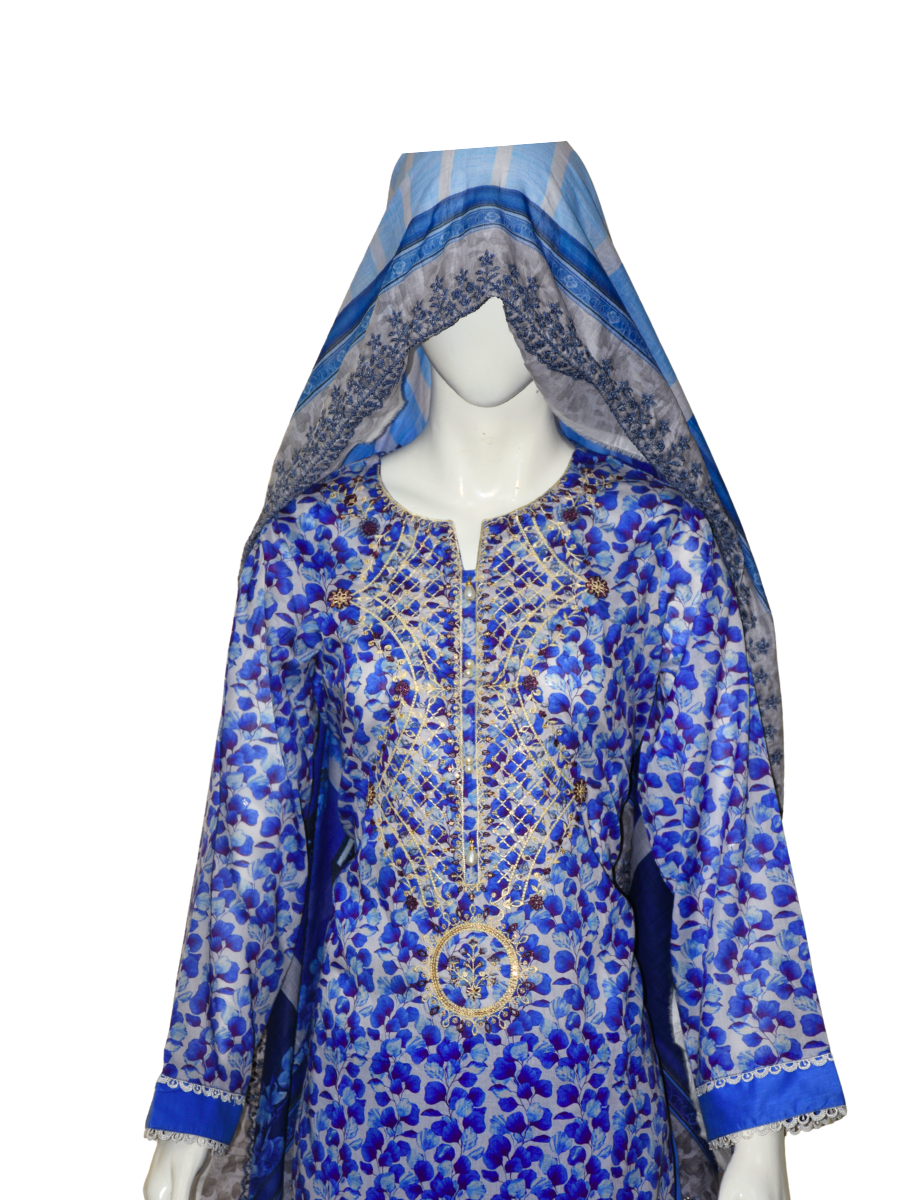 3 pc embroidered lawn dress